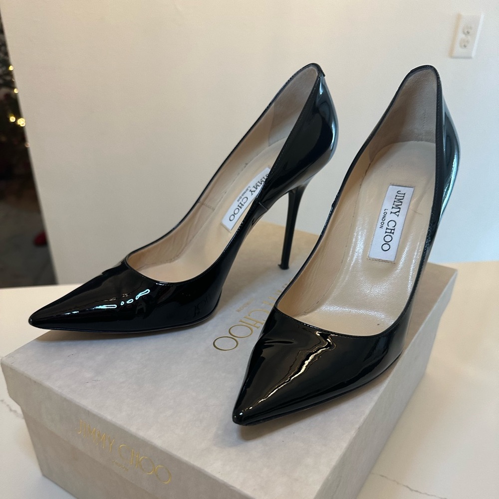 Jimmy Choo 39.5 Black Patent Abel heel